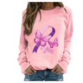 thumbnail image 1 of Rbaofujie Chandails pour Filles Femmes Mode Décontractée Imprimé Col Rond Ample Manches Longues T-shirt Hauts Blouse Chandails à Capuchon Roses pour Femmes Tendance, 1 of 4