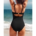 thumbnail image 3 of Charmo Womens Ribbed One Piece Swimsuits Scalloped Monokini Bathing Suits, 3 of 6