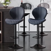 Hawsaiy Bar Stools Set of 4, Modern Swivel Bar Chairs with Mid Back and Adjustable Seat Height, Dark Gray