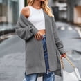 thumbnail image 2 of AherBiu Cardigans pour Femmes, Tricot Côtelé, Mi-Long, Fendu, Automne Hiver, Vêtements pour Femmes, 2 of 6
