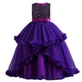 thumbnail image 1 of AJIWYH Robe de Princesse Sans Manches pour Filles, Robe de Mariage à Volants, Vêtements pour Enfants, Mode Violette, 8-9 Ans, 1 of 3