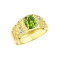 thumbnail image 4 of RYLOS Men's Rings Yellow Gold Plated Silver Designer Nugget Ring Oval 9X7MM Gemstone &  Diamonds  Peridot Birthstone Rings For Man Size 11, 4 of 7