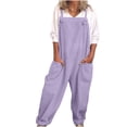 thumbnail image 2 of Qertyioot Combinaison pour Femmes Grande Taille, Salopette Décontractée Ample en Coton et Lin, 2 of 8