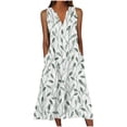 thumbnail image 2 of FcBaudy Camisole Sans Manches Col en V, Robes d'Été pour Femmes, Robes d'Été Décontractées Design Dégradé Sans Manches Col en V Longue Robe Femme, 2 of 5