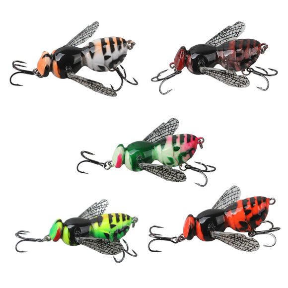 Lot de 6 Leurres de Surface Réalistes en Forme de Guêpe, Nouveaux Leurres de Pêche de Surface 2027, Leurres de Surface pour Achigan Doré Brochet, Appât Rampant en Forme de Guêpe pour Eau Douce et Eau Salée – Appât Dur Flottant avec Hameçons Triples en Acier au Carbone