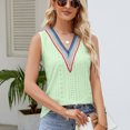 thumbnail image 2 of Birdeem Mode Femmes Été Col en V Dentelle Patchwork Sans Manches Haut Aguichant Blouse, 2 of 7