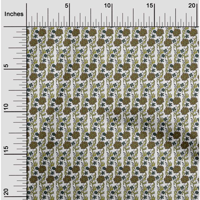 oneOone Polyester Lycra Fabric Leaves & Floral Block Print Sewing Fabric BTY 56 Inch Wide