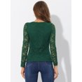thumbnail image 4 of INSPIRE CHIC Blouse en Dentelle Transparente à Broderie Florale pour Femme à Col Rond à Manches Longues P Vert Foncé, 4 of 5