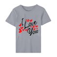 thumbnail image 4 of Pisexur T-shirt de la Saint-Valentin pour Femmes, Imprimé Amour, Manches Courtes, Col Rond, 4 of 5