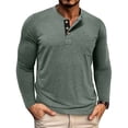 thumbnail image 1 of Yusimy Chemise Henley pour Hommes Manches Longues Col Rond Boutonnée Couleur Unie Poche Mode Décontractée, 1 of 6