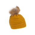 thumbnail image 2 of Gravity Threads Cable Knit Faux Fur Pom Pom Beanie Hat, Mustard, 2 of 2