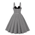 thumbnail image 3 of HKEJIAOI Liquidation d'Économies Robes Décontractées pour Femmes Cadeau de Noël Femmes Mode Décontractée Aguichant Été à Bretelles Nœud Décoratif Imprimé Rétro Panneau Contrasté Robe Blanc, 3 of 8