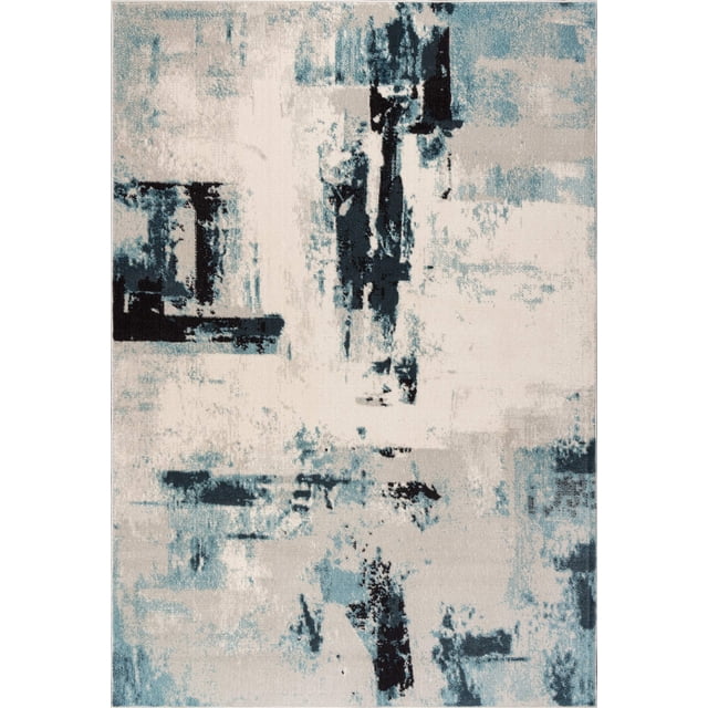La Dole Rugs Abstract Rustic Minimalistic Modern Turquoise Blue Ivory Orange Mustard Yellow Area Rug with a distressed abstract design in turquoise, ivory, and mustard yellow tones. Crafted from 100% heat-set polypropylene with jute hessian backing, this durable and eco-friendly rug is ideal for high-traffic areas. Perfect for living rooms, bedrooms, offices, and hallways, it is available in sizes such as 3x5, 3x10, 4x6, 5x8, 6x9, 8x10, and 9x12, making it a versatile runner rug option.