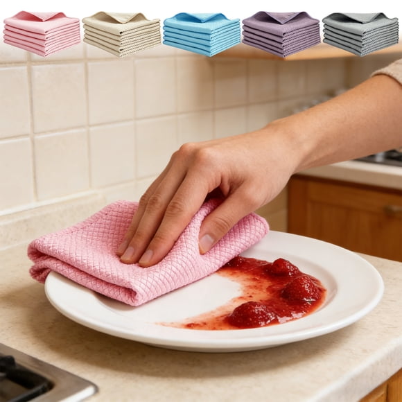 Sentmoon Cleaning Cloth Rags for Cleaning House 2 Pack Thick Microfiber Cleaning Cloths Kitchen Dishes Towels Highly Absorbent Reusable Scrubbing Pads for Dishes Counter Car Glass Furniture