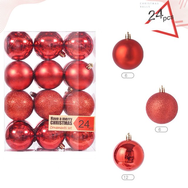Christmas Decorative Balls Christmas Tree Hanging Christmas Ball Hanging Decorations 24PCS(Red)