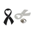 thumbnail image 1 of Elegant Black Ribbon Brooch Pin Metal Material for Memorial Service Sympathy Events Formal Occasion Clothing Accessory, 1 of 7