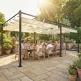 thumbnail image 2 of Outsunny 19' x 10' Pergola with Retractable Canopy for Patio, Cream, 2 of 10