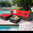 thumbnail image 4 of Patiojoy 4-Piece Outdoor Rattan Sectional Loveseat Couch Conversation Sofa Set with Storage Box &Coffee Table Red, 4 of 7
