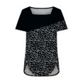 thumbnail image 3 of Birdeem Fashion Womens Casual Printed Square Neck Short Sleeve Buttons Tops Loose Blouses, 3 of 5