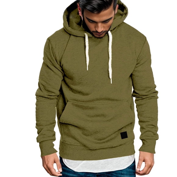 LUOGENLI Hoodies for Men Zip up Navy Blue Mens Casual Hoodie Splicing Large Size Sweater Men's Fashion Hoodies & Sweatshirts Graphic Army Green Size L