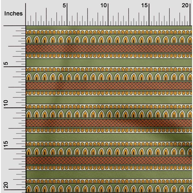 oneOone Polyester Lycra Fabric Ethnic Block Print Fabric BTY 56 Inch Wide
