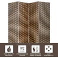 thumbnail image 2 of FDW 4-Panel Room Divider Screen, Folding Portable Privacy Partition for Home & Office, Wood Mesh Woven Design, Brown, 2 of 7