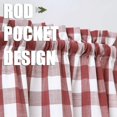 thumbnail image 3 of Red White Cafe Kitchen Curtains 45 Inches Length,Burgundy Buffalo Check Pattern Short Bathroom Window Curtain, Plaid Gingham Design Half Window Tier Curtains, 28" x 45", Red/White, Set of 2, 3 of 5