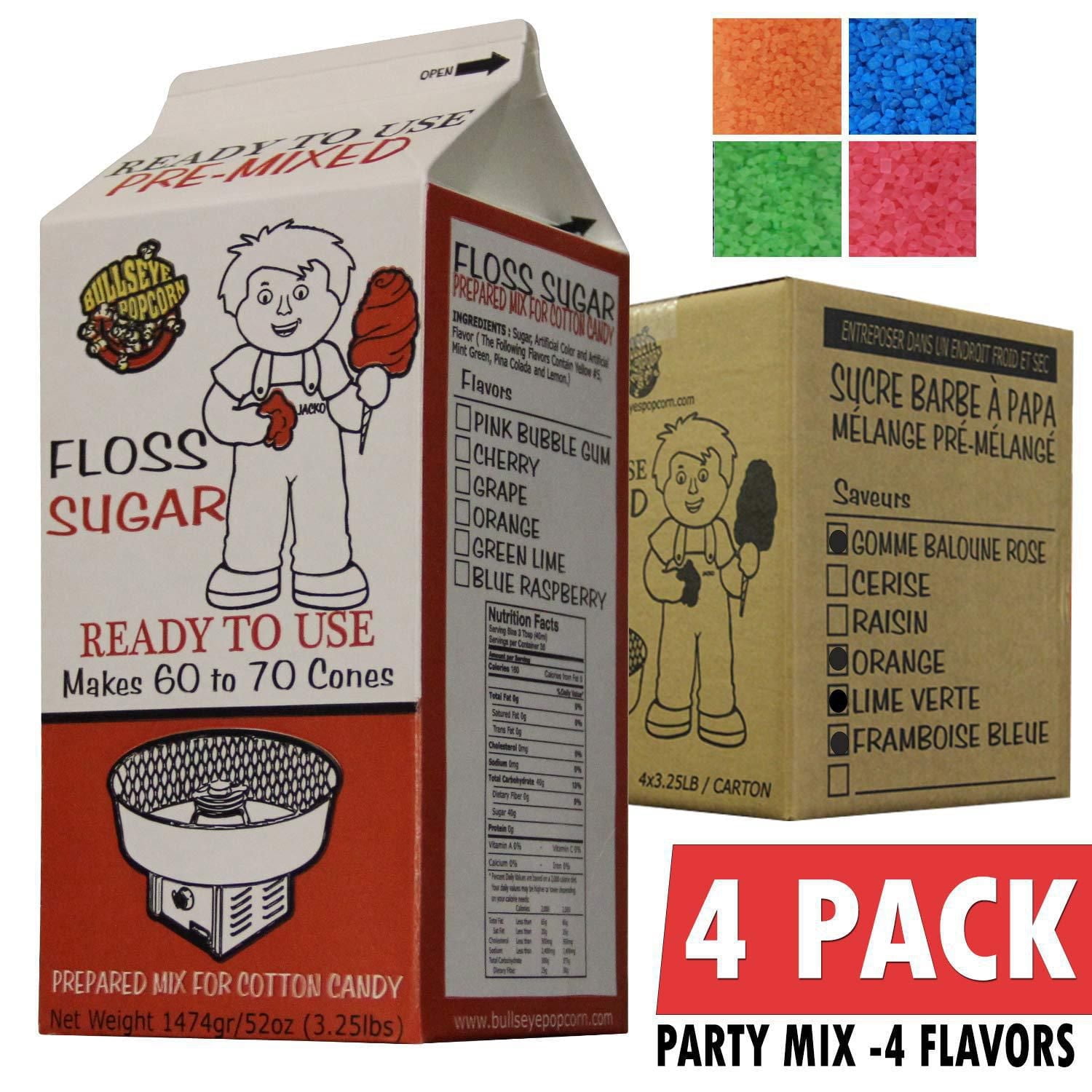 Caisse de Party mix de 4 saveurs de Sucre de Barbe à Papa