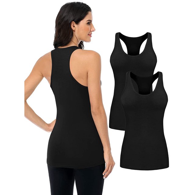 Débardeurs Racerback pour Femmes en Coton avec une Large Sangle Yoga Séance d'Entraînement Pack de 2
