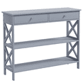 thumbnail image 1 of HOMCOM Table Console d'Entrée avec Étagères de Rangement Tiroirs Cadre en X, 1 of 10