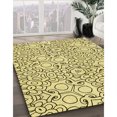 thumbnail image 3 of Ahgly Tapis d'Intérieur Lavable en Machine Carré Transitionnel Jaune Soleil, 6 Pieds Carré, 3 of 7