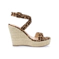 thumbnail image 3 of BLISSFUL STEP Chaussures pour Femmes Sandales Espadrilles à Talon Compensé Slingback à Brides Croisées Léopard 9, 3 of 8