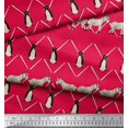 thumbnail image 3 of Soimoi Tissu en Rayonne Rouge Penguin & Rayures Imprimés d'Animaux au Mètre 42 Pouces de Large, 3 of 3