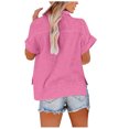 thumbnail image 3 of asjyhkr Blouses for Women Button down Short Sleeve T Shirt Solid Color Fashion Summer Tops Solid Color, 3 of 5