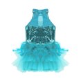 thumbnail image 4 of Linjinx Robe Tutu de Danse Ballet à Sequins Brillants pour Filles, Costume de Performance Jazz Latin Moderne Bleu Clair 6, 4 of 7