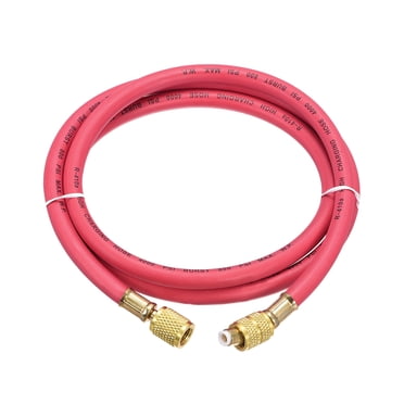 Unique Bargains 1.5m 1/4 SAE to 5/16 SAE Thread Connector 800PSI Refrigeration Charging Hose Tube Red