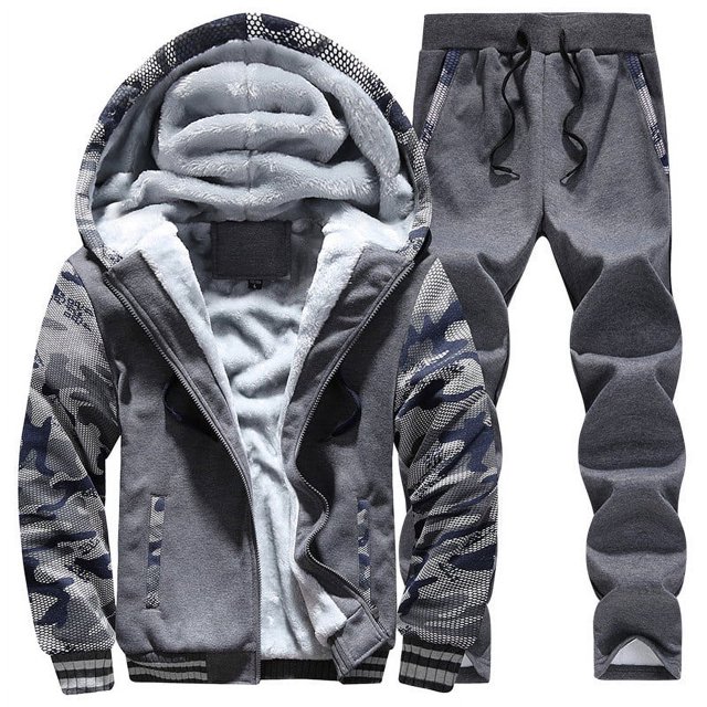 TIMIFIS Gray Men's Casual Tracksuit Long Sleeve Sweat Suit Running Jogging Athletic Sports SetFall