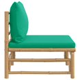 thumbnail image 2 of vidaXL Garden Middle Sofa with Green Cushions Bamboo, 2 of 4
