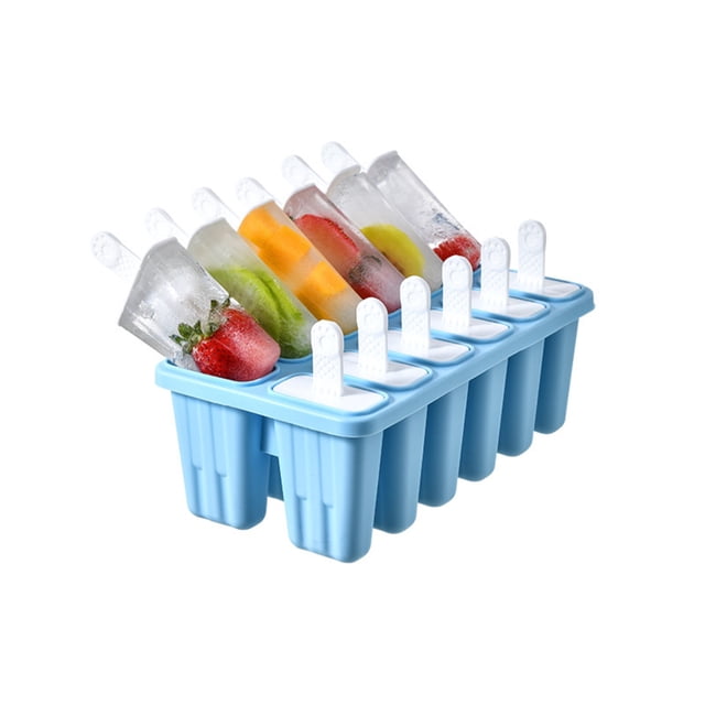 ZZkhGO Silicone Ice Tray, 12-Cavity Popsicle Maker, Homemade DIY Ice Cream Mold Reusable Sticks