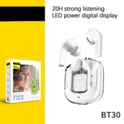 Chmadoxn Bluetooth Headphones, Wireless Headphones, BT30 Transparent Digital Display Wireless Bluetooth Headset Bilateral Stereo Copper Ring Speaker With Charging Bin Bluetooth headset