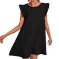 thumbnail image 1 of Kcodviy Robe Femme Fraîche Douce Amincissante Robe Femme Couleur Unie Robe Décontractée Grande Taille Robes Décontractées Jupe Robe en Lin Femmes Robes pour Femmes Été Robe Trapèze d'Été, 1 of 5