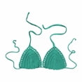 thumbnail image 1 of Hemlock Solid Color Hand Crochet Bikini Tops, Solid Color Hand Crochet Bikini Top, Euramerican Style, Summer Swimsuit, Blue Euramerican Swimsuit, Blue L, Size S-L, 1 of 4