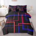 thumbnail image 1 of Ensemble de Literie Carré Abstrait Taille Simple 7 Pcs Noir et Bleu Marine Rouge Ensemble de Couette Rectangle Minimalisme Ensembles de Couette Moderne Géométrique Lit en Sac pour Garçons Filles Accessoires de Literie Esthétiques, 1 of 6