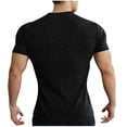 thumbnail image 3 of Men's Muscle T Shirts Stretch Short Sleeve V Neck Bodybuilding Workout Tee Shirts Slim Fit Ribbed Knit Shirt, 3 of 5
