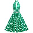 thumbnail image 1 of Birdeem Robe de Soirée pour Femmes, Confortable, d'Été, à Manches Courtes, Dos Nu, Col en V, Vintage, Coupe Régulière, à Pois, 1 of 7