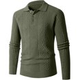 thumbnail image 1 of Chandail Slim Fit pour Hommes, Manches Longues Col Rabattu, Basique Décontracté pour Automne et Hiver, 1 of 9