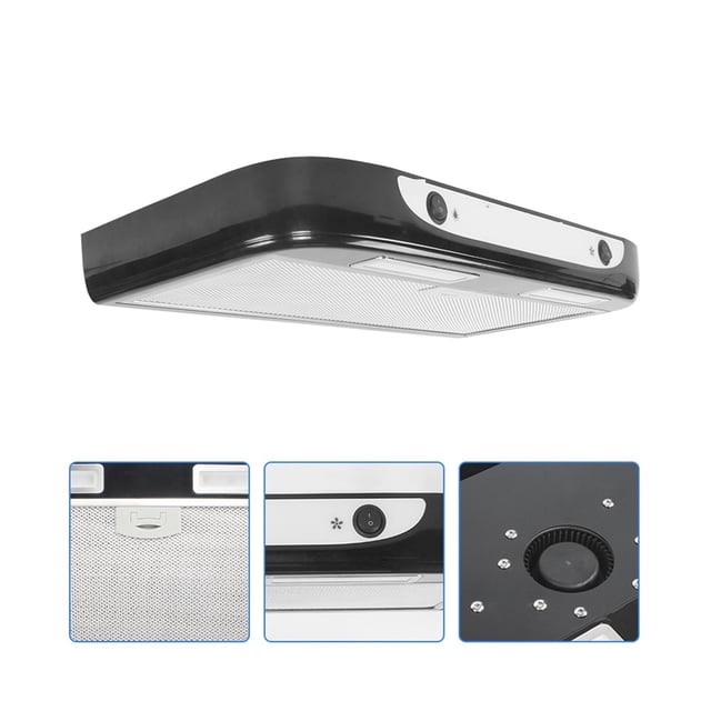 RV 12V Kitchen Button Range Hood with Dual LED lights Removable Clean For Small Vehicle kitchen utensils For Caravan Camper ,Easy Operate