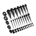 thumbnail image 1 of Transemion 36 Pieces Ear Gauges Stretching Kit Expanders 14G-00G Plugs Black 36 Pcs 1Set, 1 of 6