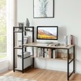 thumbnail image 3 of Costway Multi-Functional Computer Desk with 4-tier Storage shelves Natural, 3 of 10