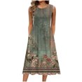 thumbnail image 1 of Ovzne Robes d'Été pour Femmes 2025 Robe pour Femme Mode Robe Décontractée Imprimée à Manches Courtes à Col Rond avec Poches Robe Grande Taille Robe Maxi Imprimée Liquidation, 1 of 6